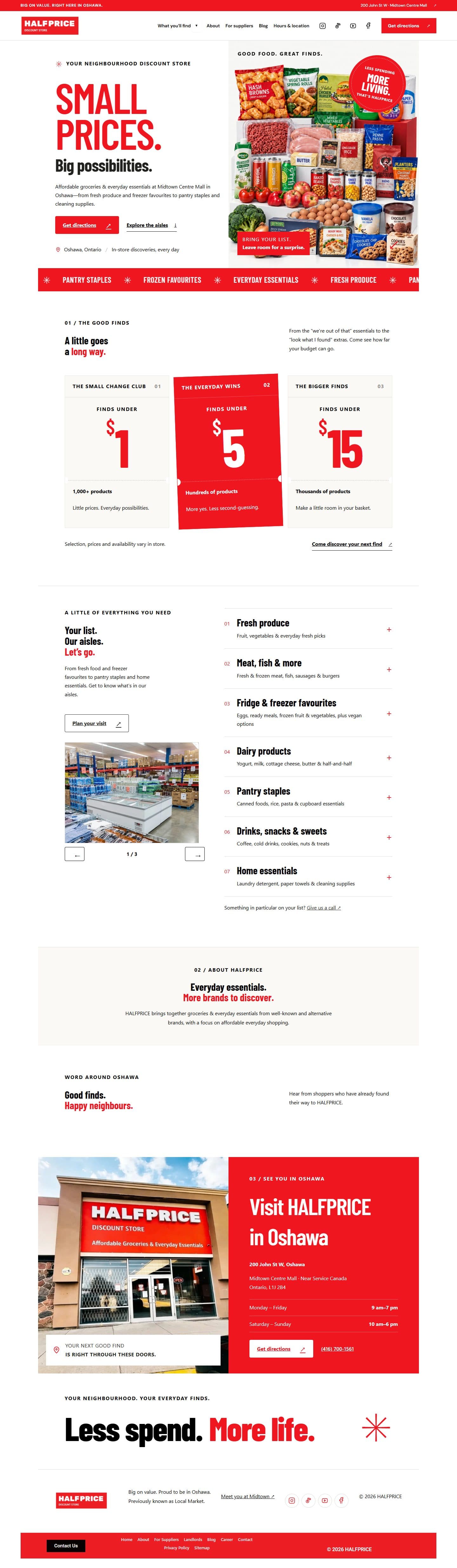 Desktop view of the HALFPRICE discount-store website.