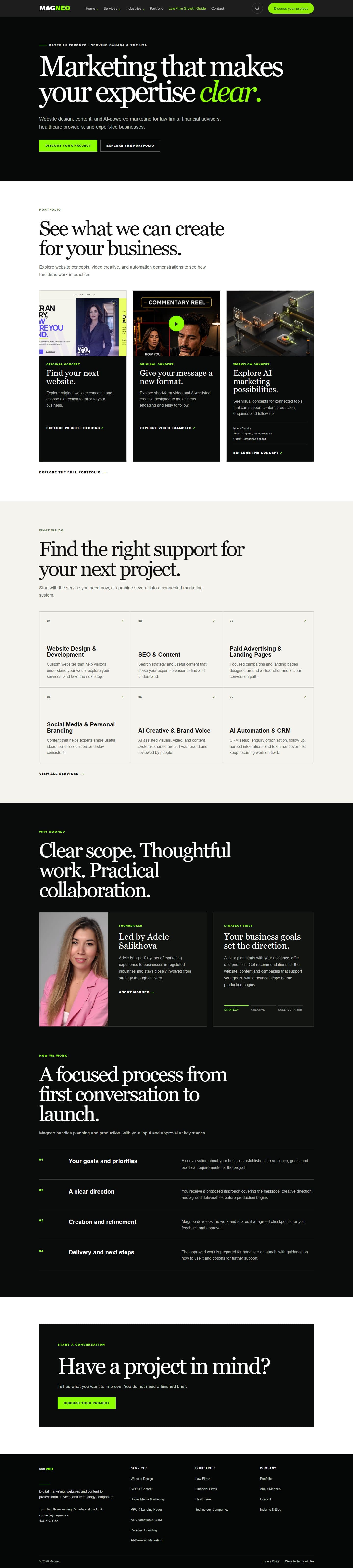 Desktop view of the MAGNEO website