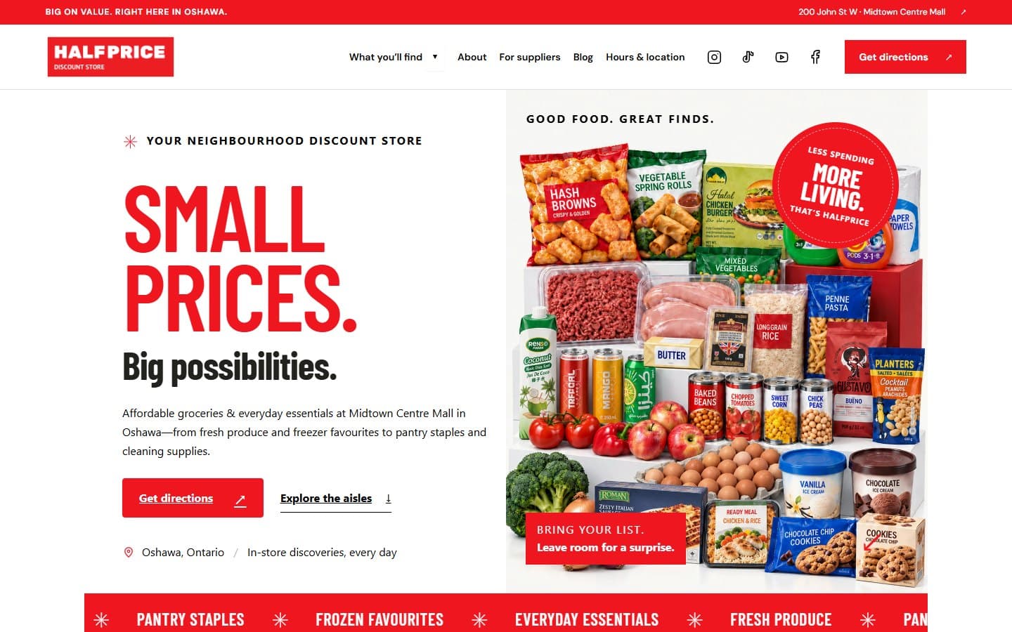 Top of the HALFPRICE discount-store website