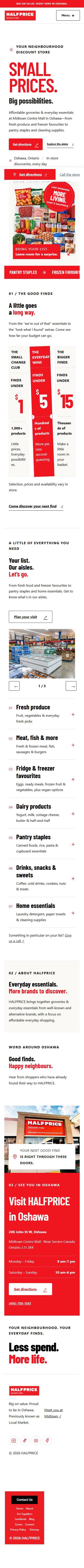 Mobile view of the HALFPRICE website.